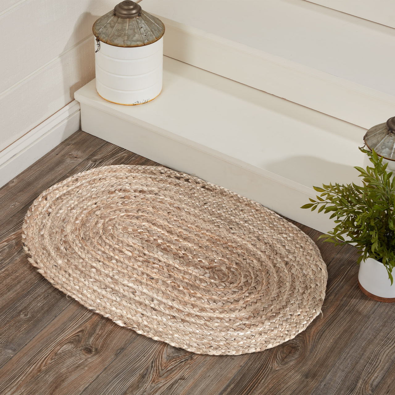 Natural Jute Braided Rug Oval 20"x30" VHC Brands