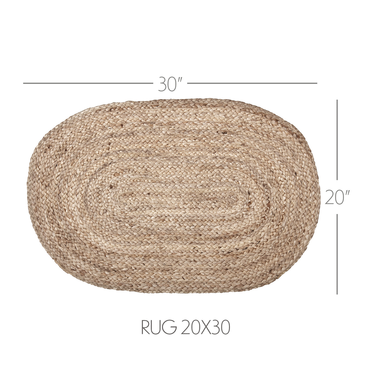 Natural Jute Braided Rug Oval 20"x30" VHC Brands