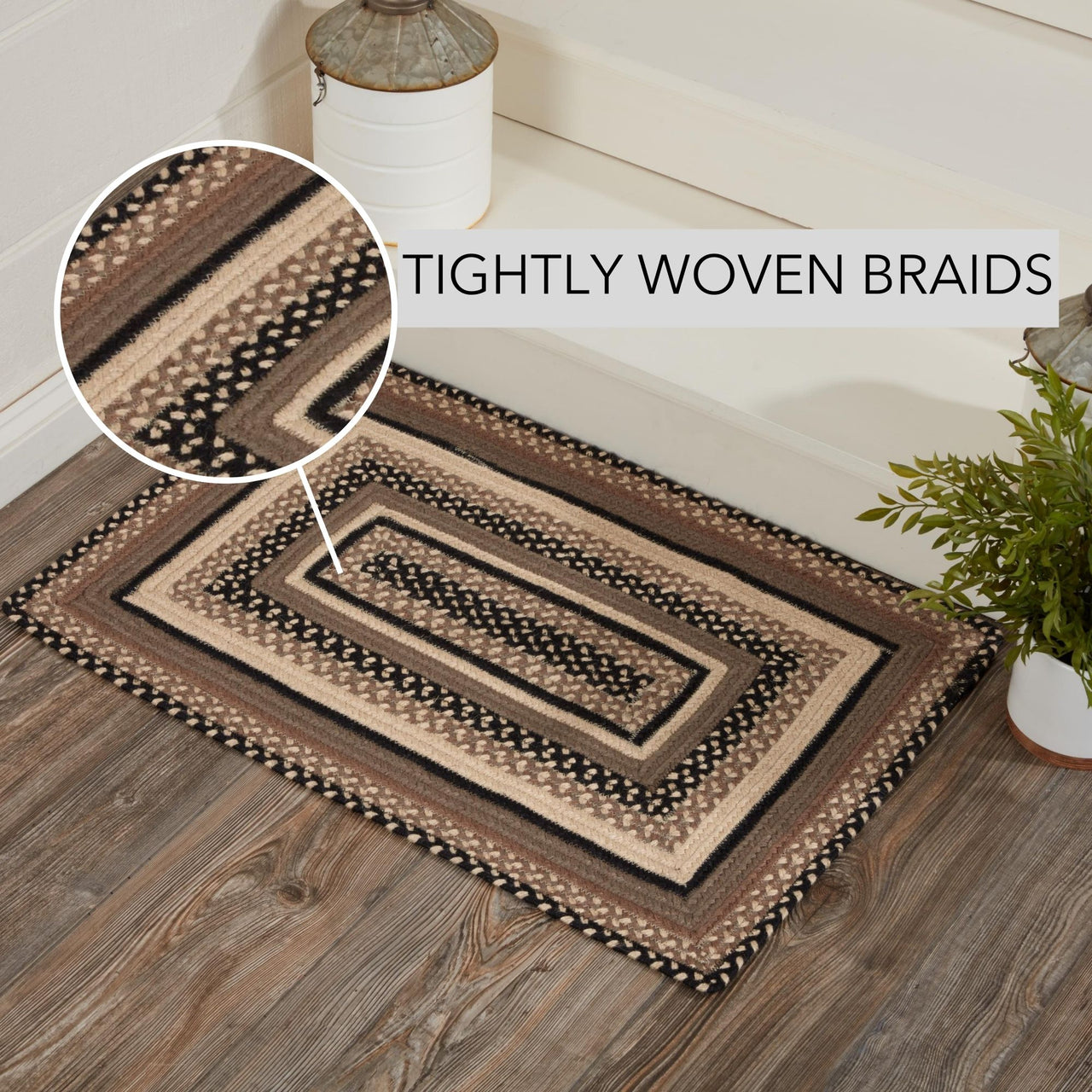 Sawyer Mill Charcoal Jute Braided Rug Rect 20"x30" VHC Brands