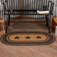 Farmhouse Jute Braided Rug Oval Stencil Stars 27