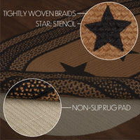 Farmhouse Jute Braided Rug Oval Stencil Stars 27