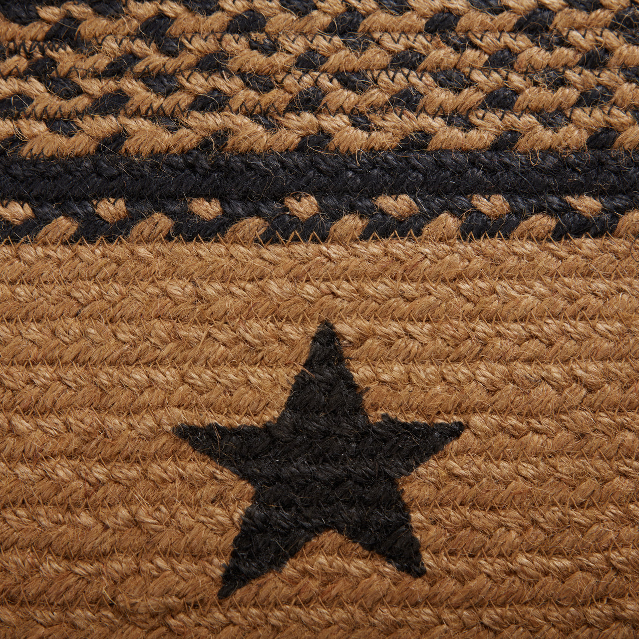 Farmhouse Jute Braided Rug Oval Stencil Stars Border 3'x5' with Rug Pad VHC Brands