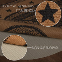 Farmhouse Jute Braided Rug Oval Stencil Stars Border 3'x5' with Rug Pad VHC Brands