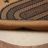 Farmhouse Jute Braided Rug Oval Stencil Stars Border 3'x5' with Rug Pad VHC Brands