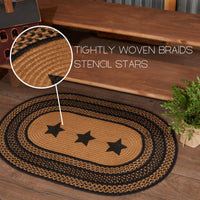 Farmhouse Jute Braided Rug Oval Stencil Stars 24