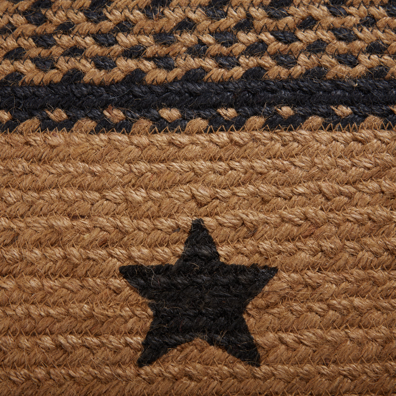 Farmhouse Jute Braided Rug Rect Stencil Stars 3'x5' with Rug Pad VHC Brands