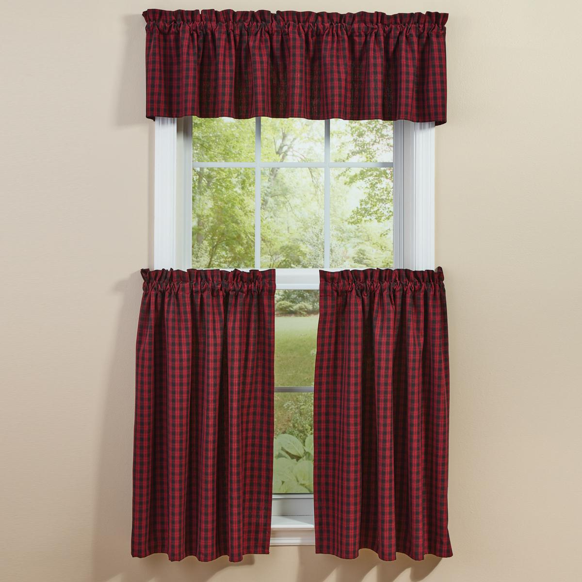 Black Bear Red Dawn Valance 14" L - Set of 2 Park Designs - The Fox Decor