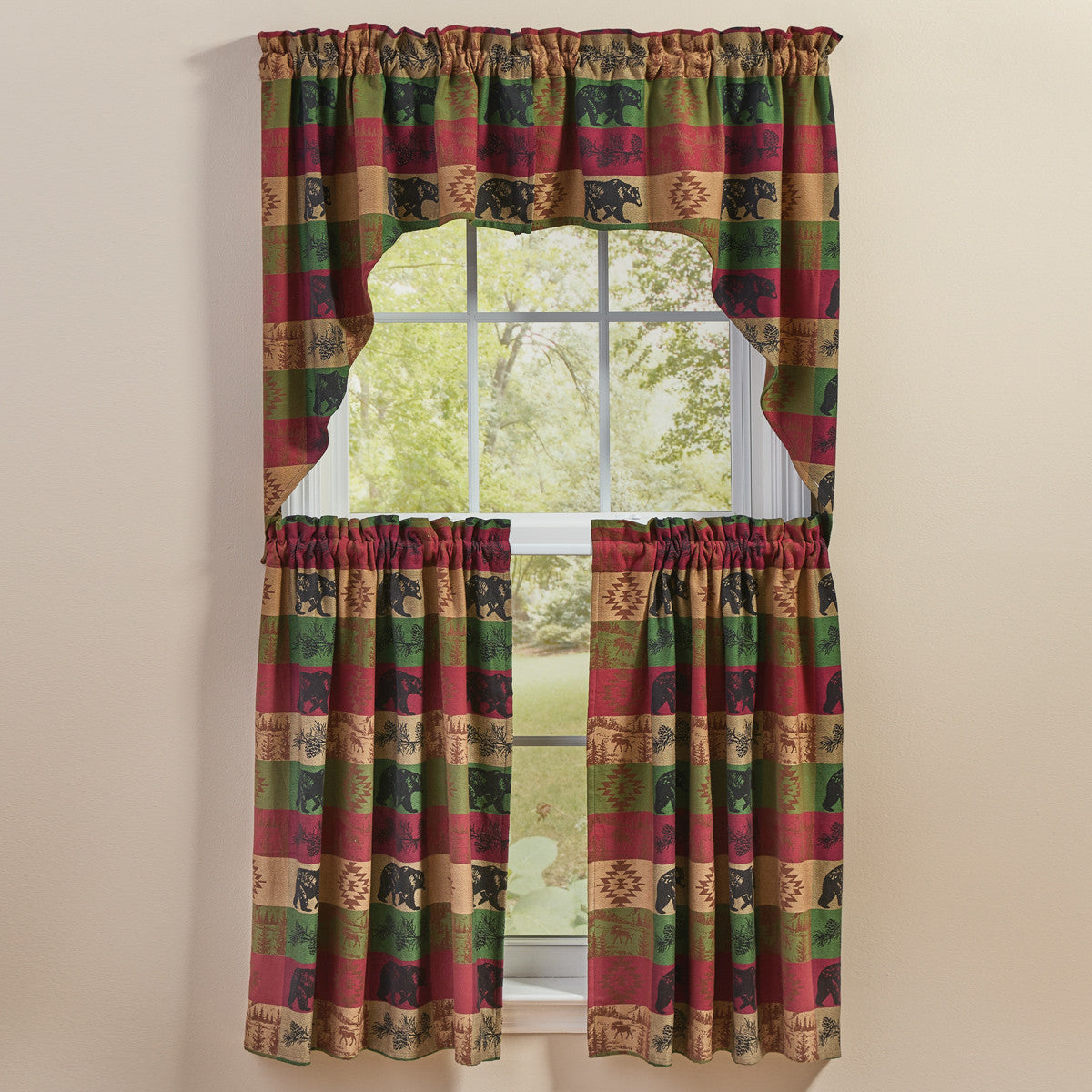 Pinecones And Trees Jacquard Swags 36" L Set of 2 - Park Designs - The Fox Decor