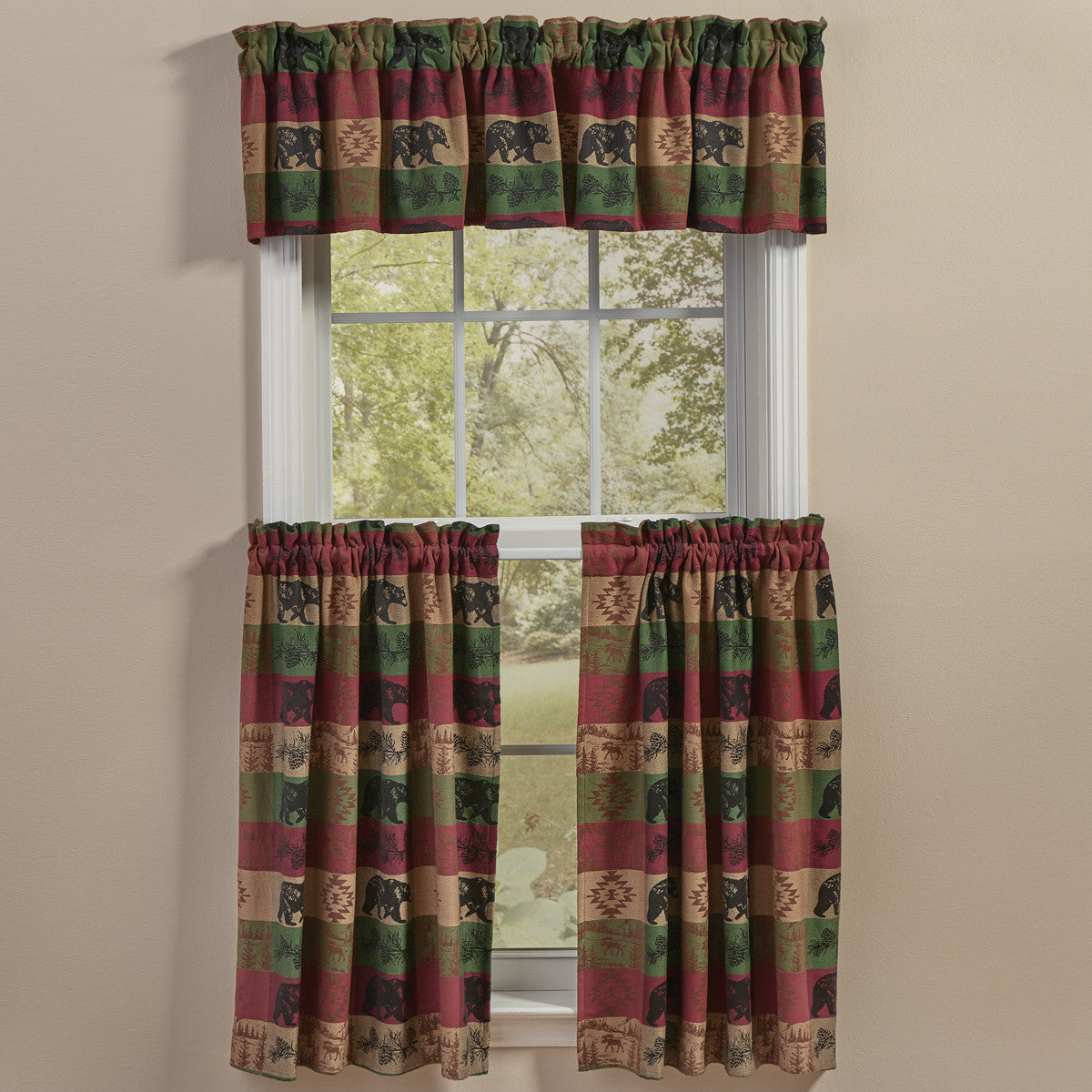 Pinecones And Trees Jacquard Valance 14" L Set of 2 - Park Designs - The Fox Decor