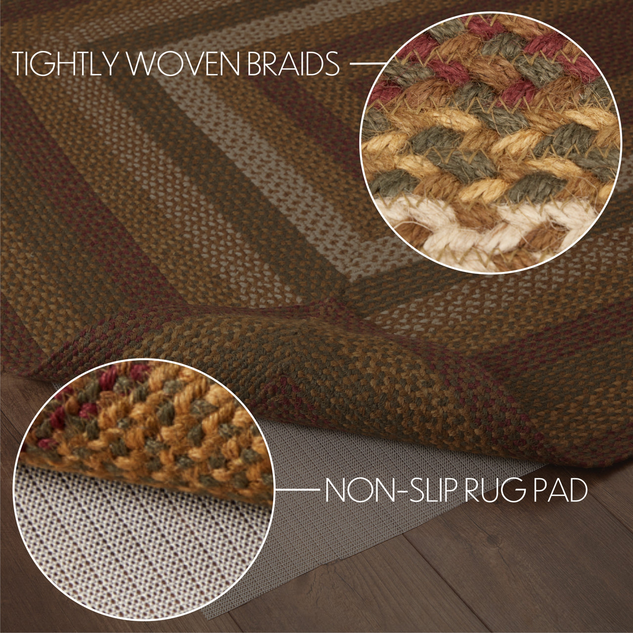 Tea Cabin Jute Braided Rug Rect 5'x8' with Rug Pad VHC Brands