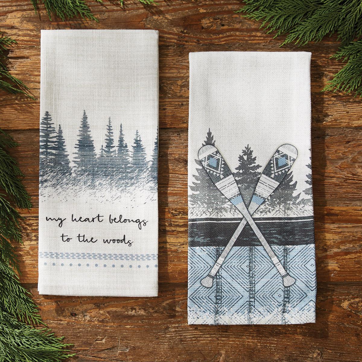 Into The Woods Printed Paddles Dishtowel - Set of 6 Park Designs - The Fox Decor