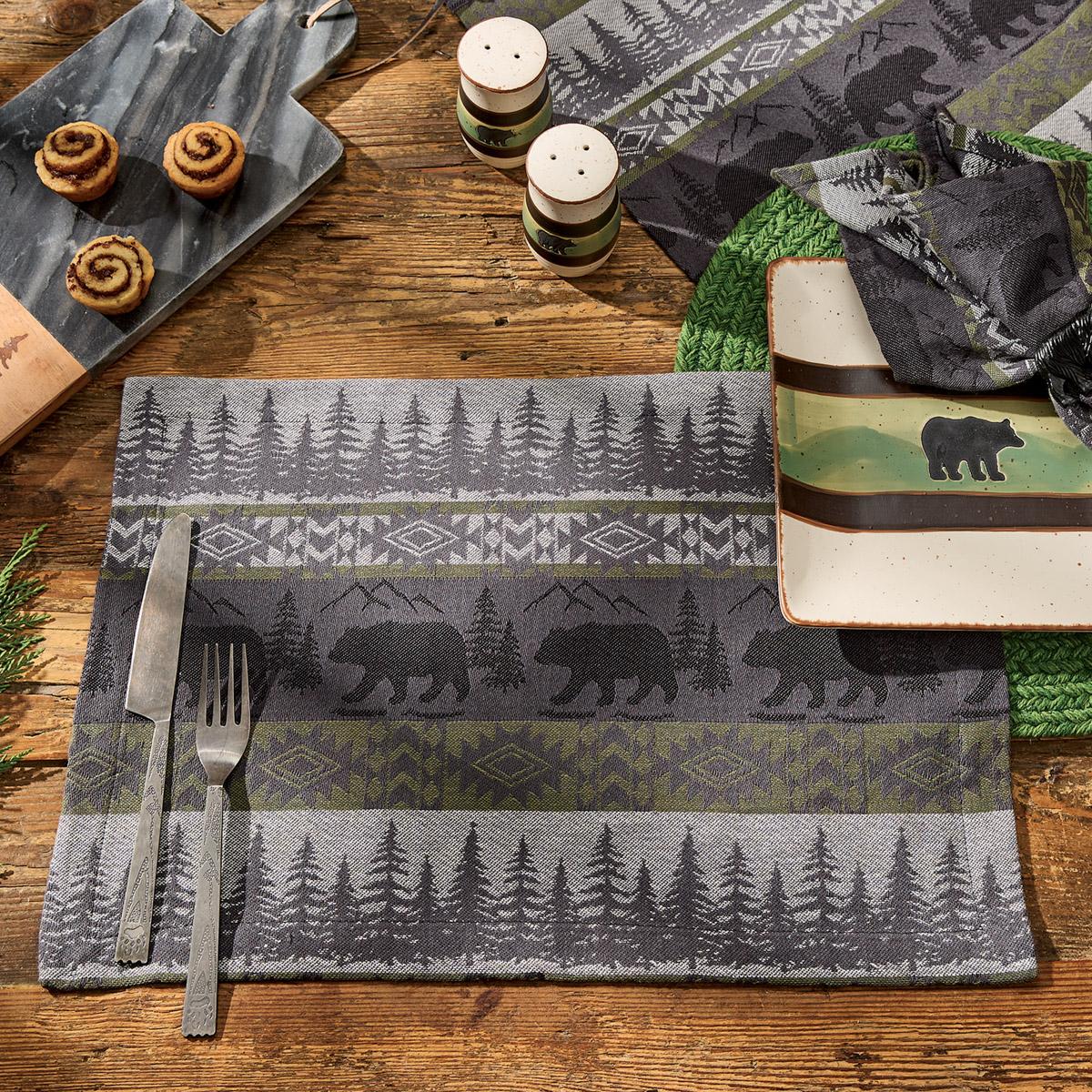 Green Mountain Bear Table Runner 54"L - Set of 2 Park Designs - The Fox Decor