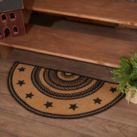 Thumbnail for Farmhouse Jute Braided Rug Half Circle Stencil Stars Border 16.5