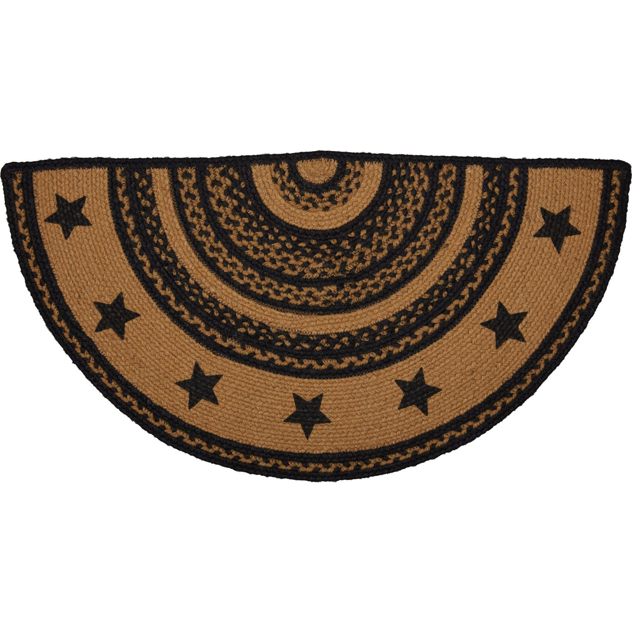 Farmhouse Jute Braided Rug Half Circle Stencil Stars Border 16.5"x33" VHC Brands