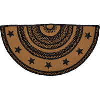 Thumbnail for Farmhouse Jute Braided Rug Half Circle Stencil Stars Border 16.5