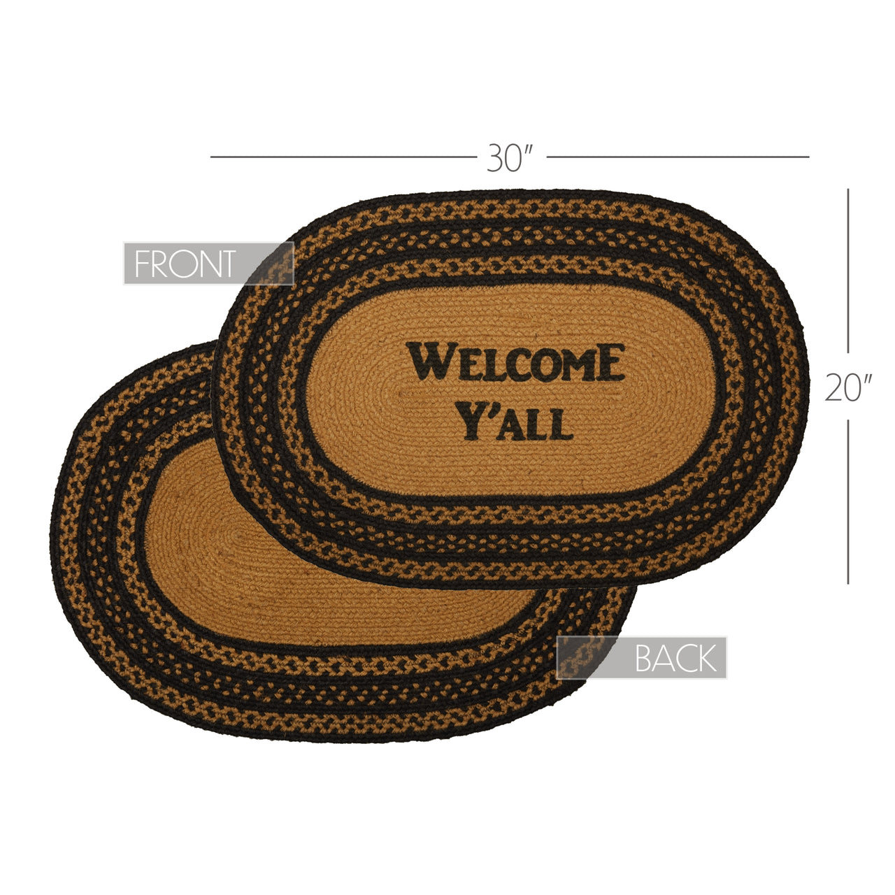 Farmhouse Jute Braided Rug Oval Stencil Welcome Y'all 20"x30" VHC Brands - The Fox Decor