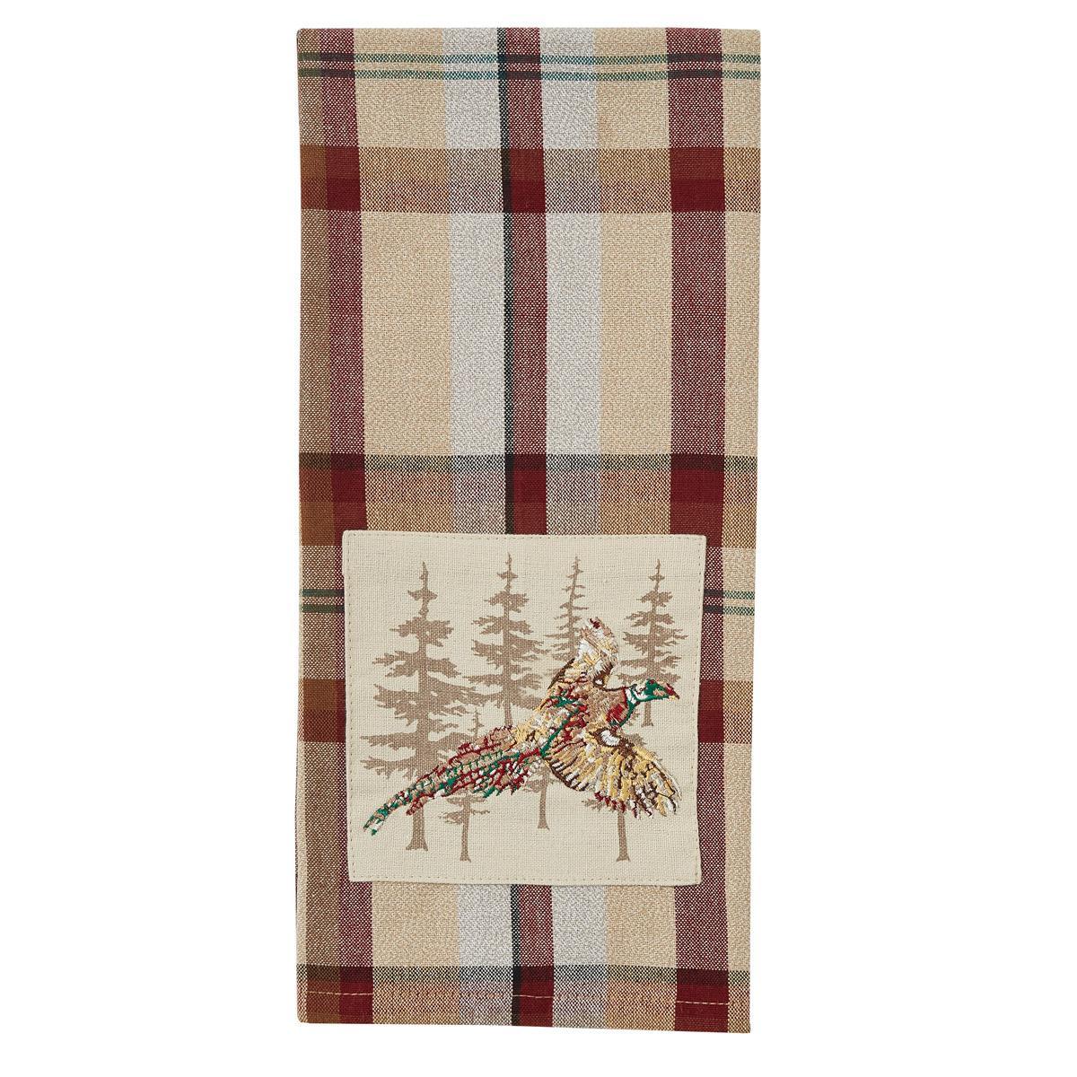 Gamekeeper Plaid Pheasant Embroidered Dishtowel - Set of 2 Park Designs - The Fox Decor