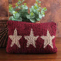 Three Star hooked Pillow 8x12 Wine PL572017