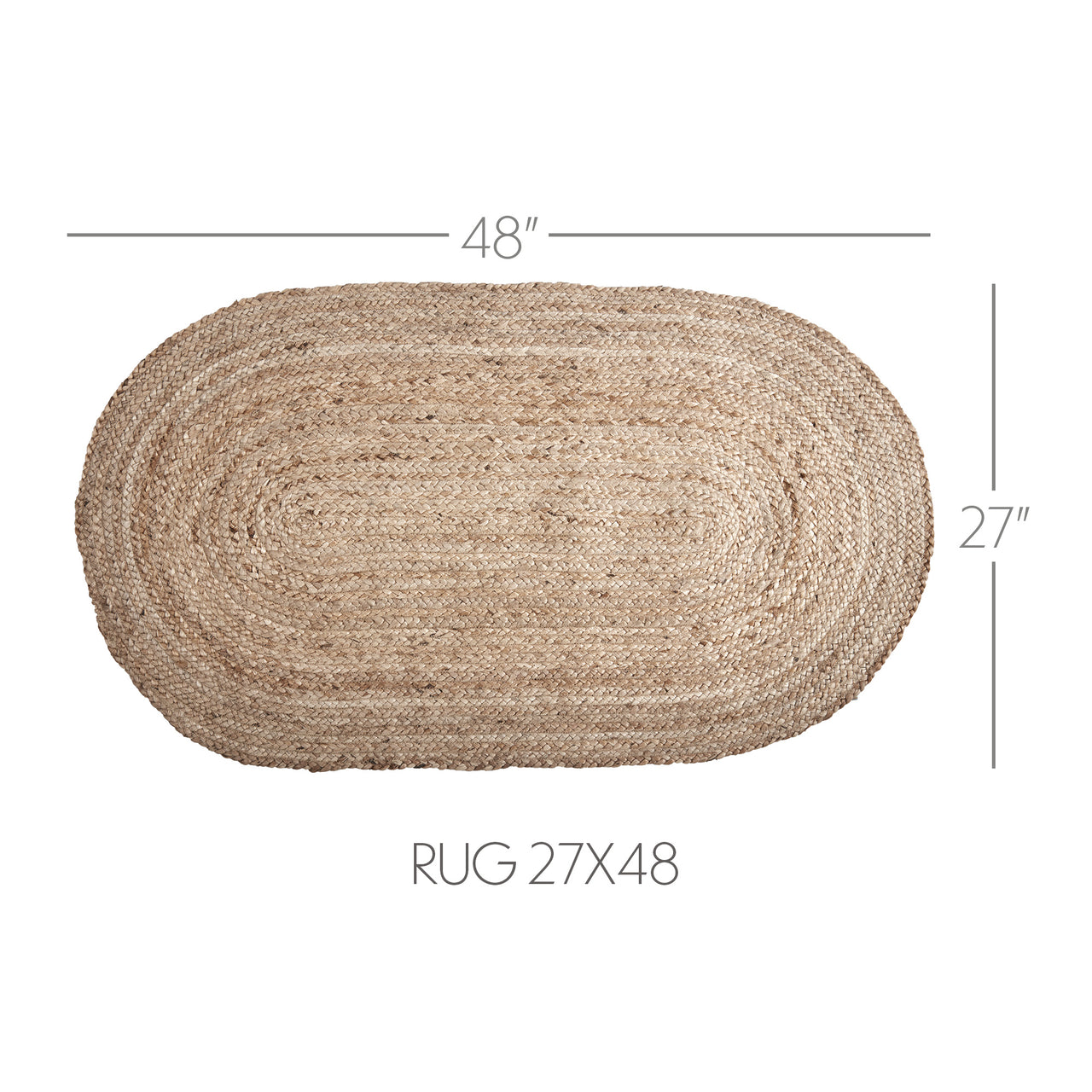 Natural Jute Braided Rug Oval 27"x48" with Rug Pad VHC Brands