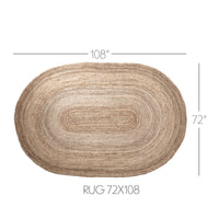 Thumbnail for Natural Jute Rug Oval w/ Pad 72x108