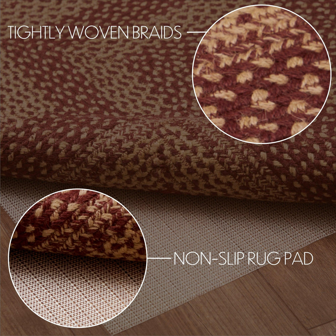 Burgundy Tan Jute Rug Rect w/ Pad 27x48 - The Fox Decor