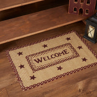 Burgundy Tan Jute Rug Rect Welcome 20x30 - The Fox Decor