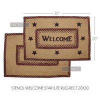 Burgundy Tan Jute Rug Rect Welcome 20x30 - The Fox Decor