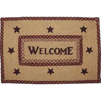Burgundy Tan Jute Rug Rect Welcome 20x30 - The Fox Decor
