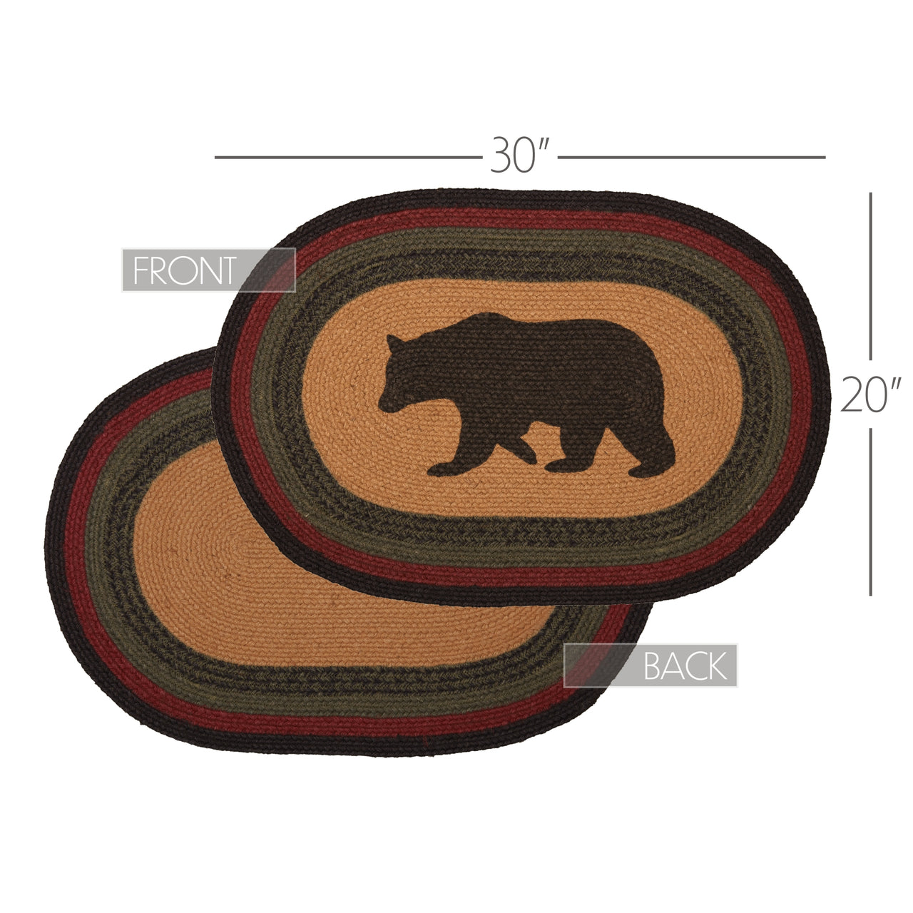 Wyatt Stenciled Bear Jute Braided Rug Oval 0"x30" VHC Brands