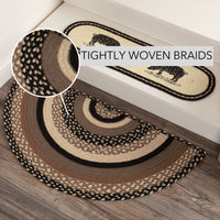 Sawyer Mill Charcoal Jute Braided Rug Half Circle w/ Rug Pad 16.5