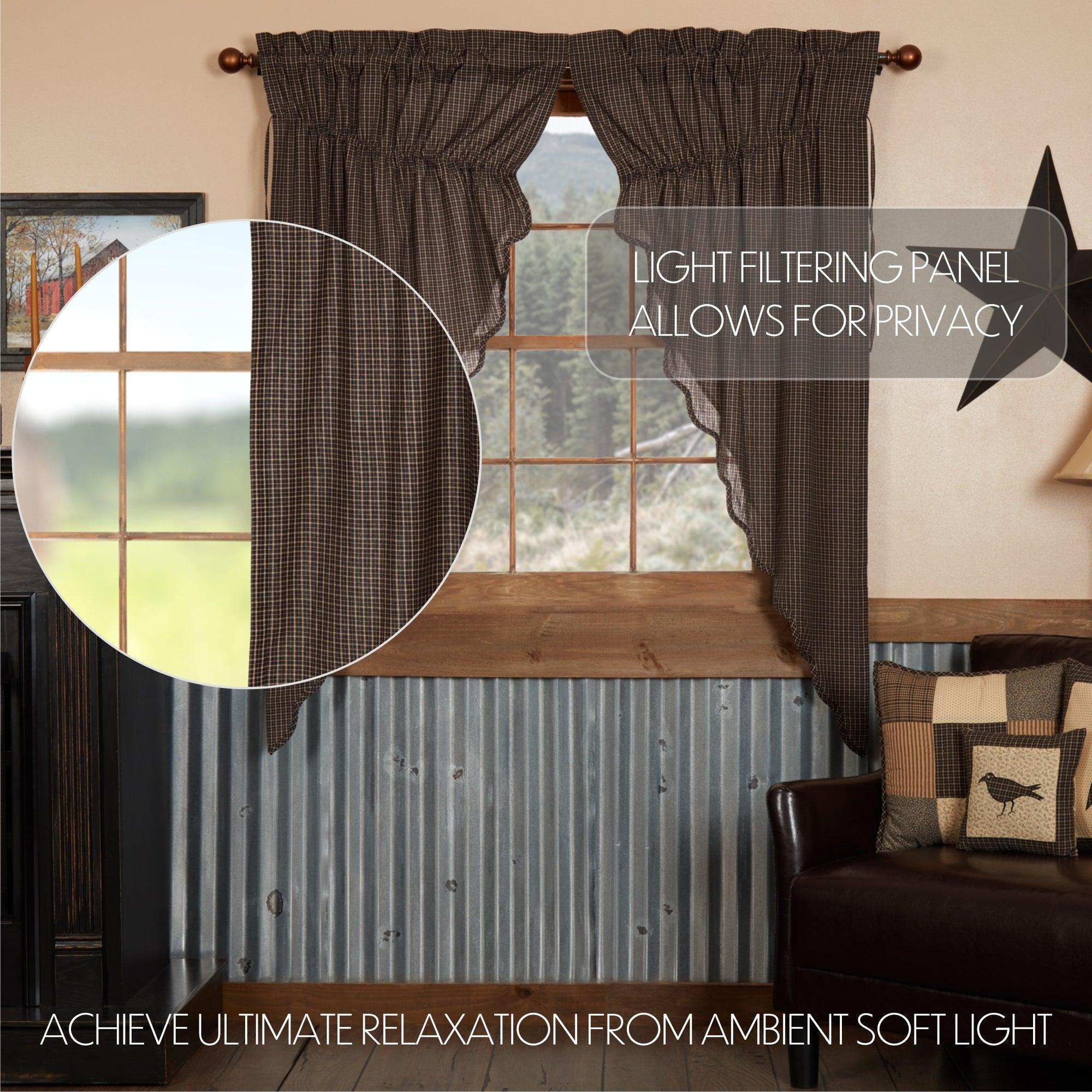 Kettle Grove Plaid Prairie Short Panel Curtain Scalloped Set of 2 63x36x18 - The Fox Decor