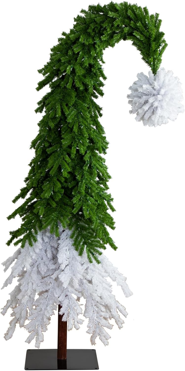 Prelit Bendable Tree 9’ Holiday Green Santa’s Hat Christmas Tree with 600 LED lights and 1992 Bendable Branches Whoville