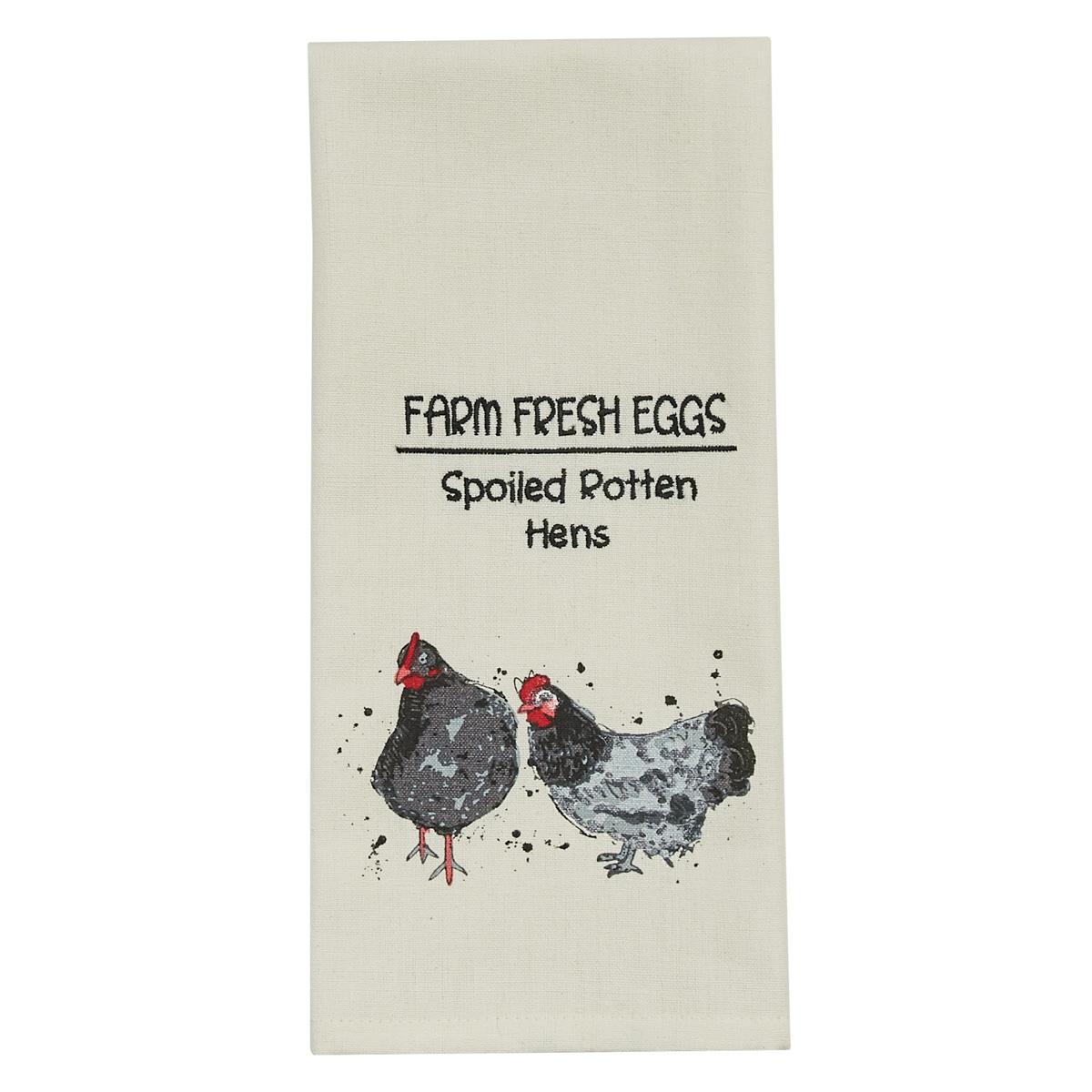 Farm Fresh Eggs Print and Embroidered Dishtowel - Set of 2 Park Designs - The Fox Decor