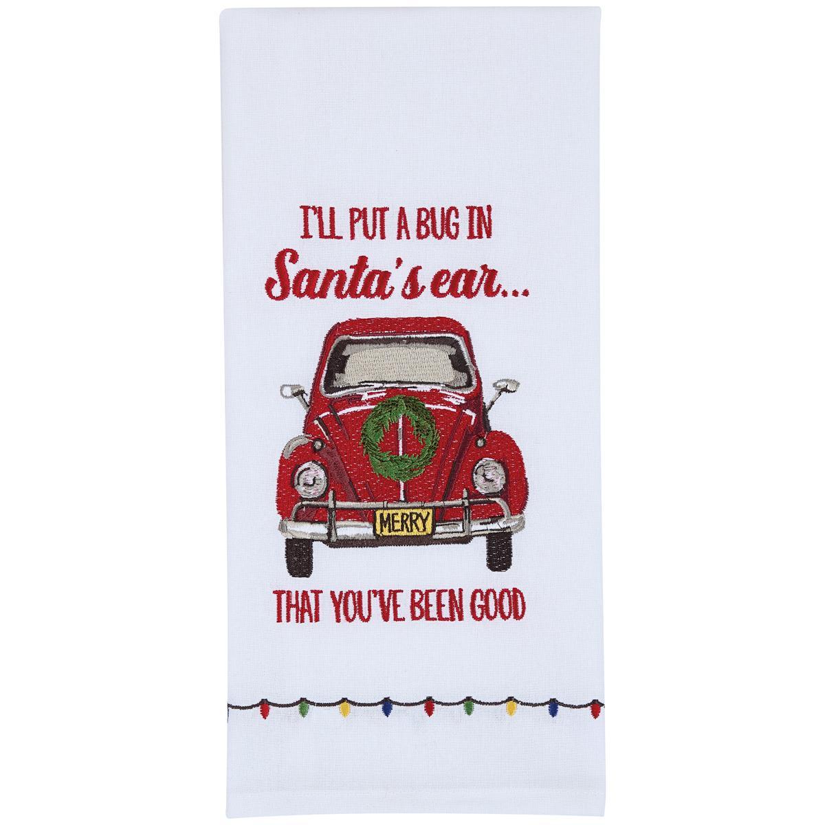 I'll Put A Bug In Santa's Ear Embroidered Dishtowel - Set of 6 Park Designs - The Fox Decor
