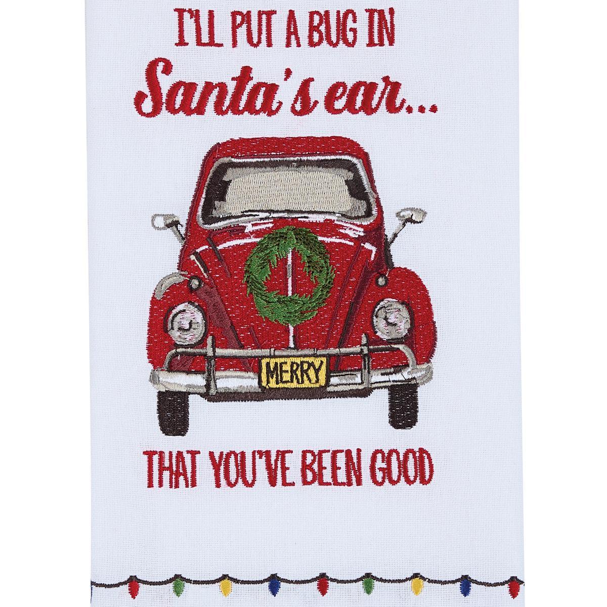 I'll Put A Bug In Santa's Ear Embroidered Dishtowel - Set of 6 Park Designs - The Fox Decor