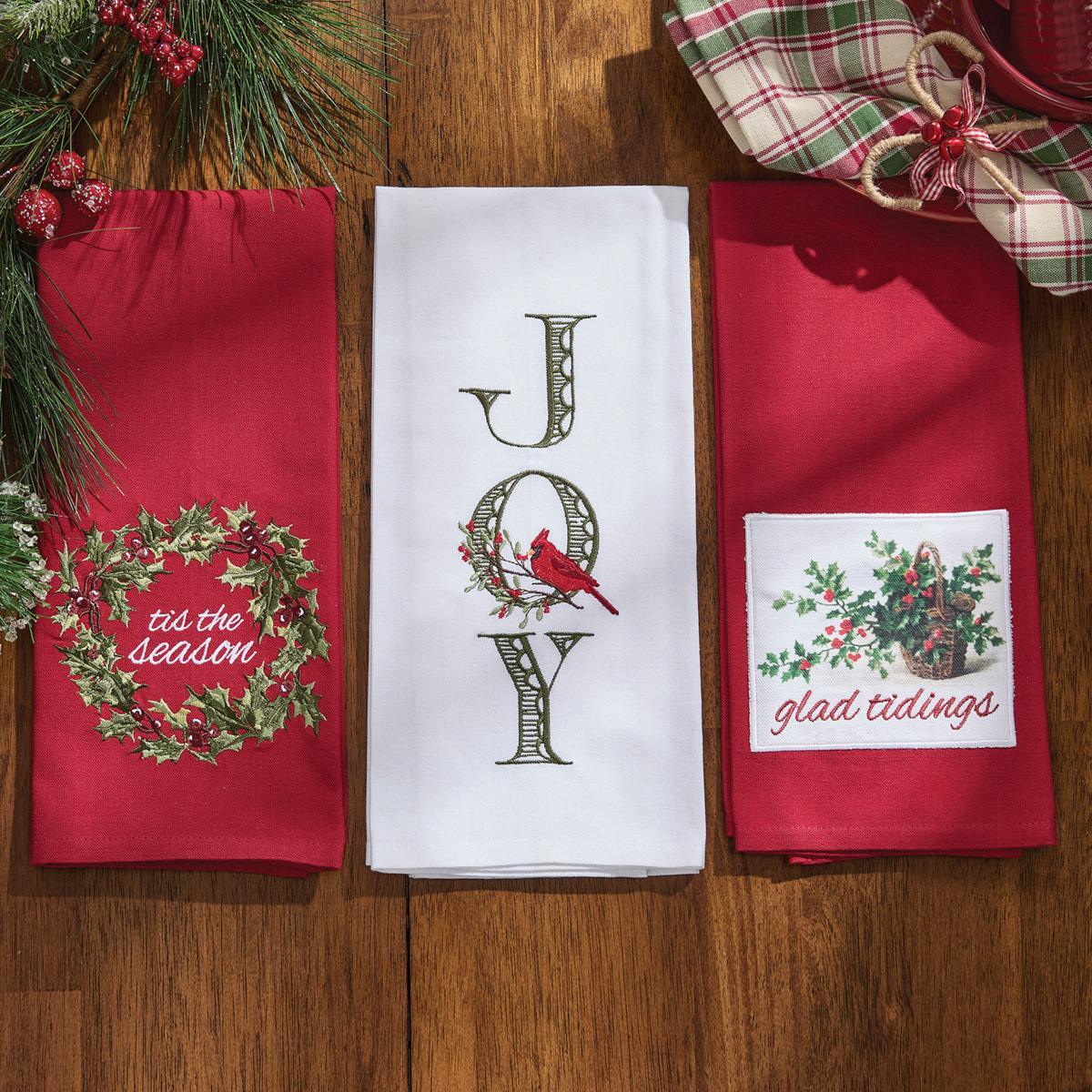 Glad Tidings Holly Basket Dishtowel - Set of 6 Park Designs - The Fox Decor