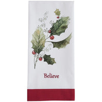 Holly And Berries Believe Dishtowel - Set of 6 Park Designs - The Fox Decor