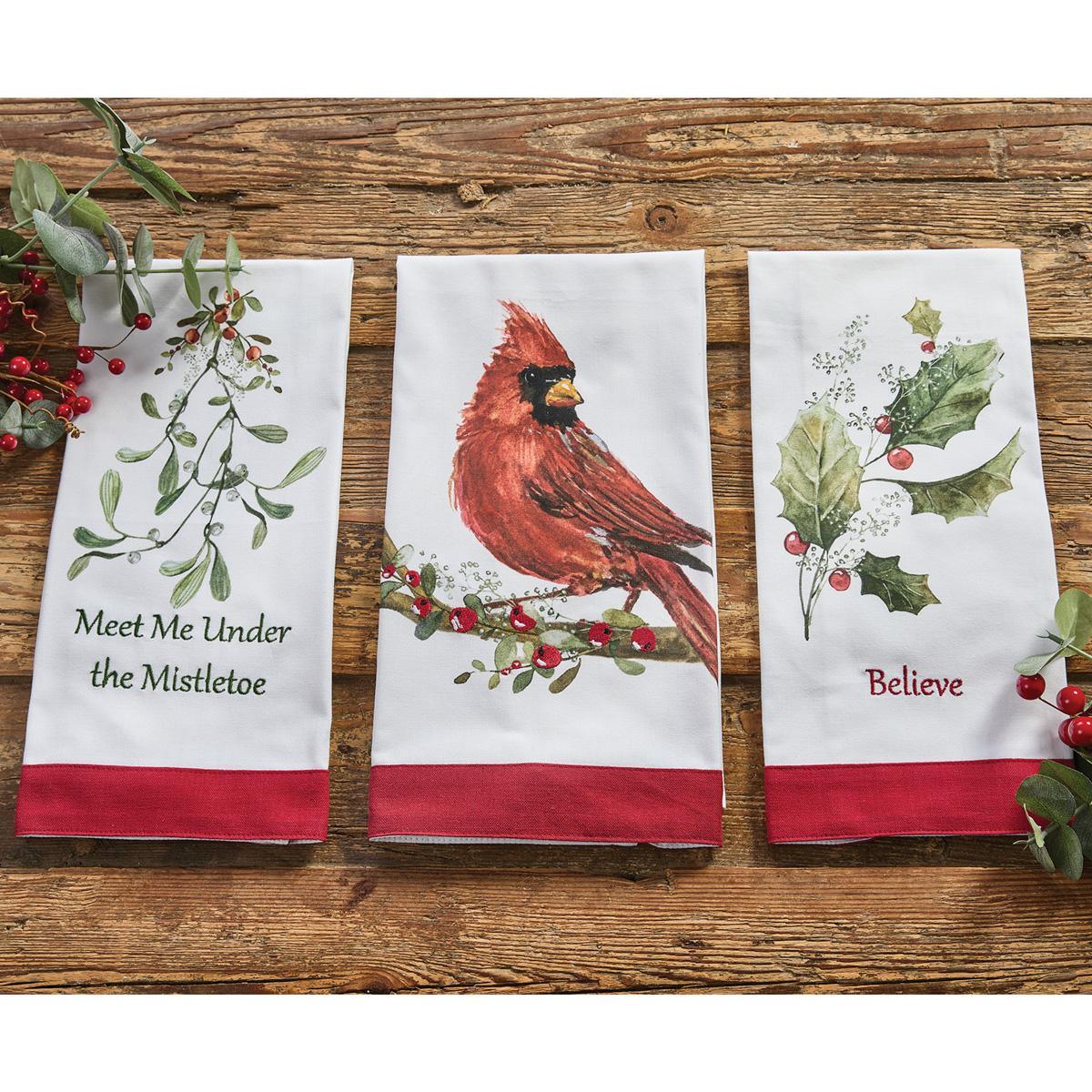 Holly And Berries Believe Dishtowel - Set of 6 Park Designs - The Fox Decor