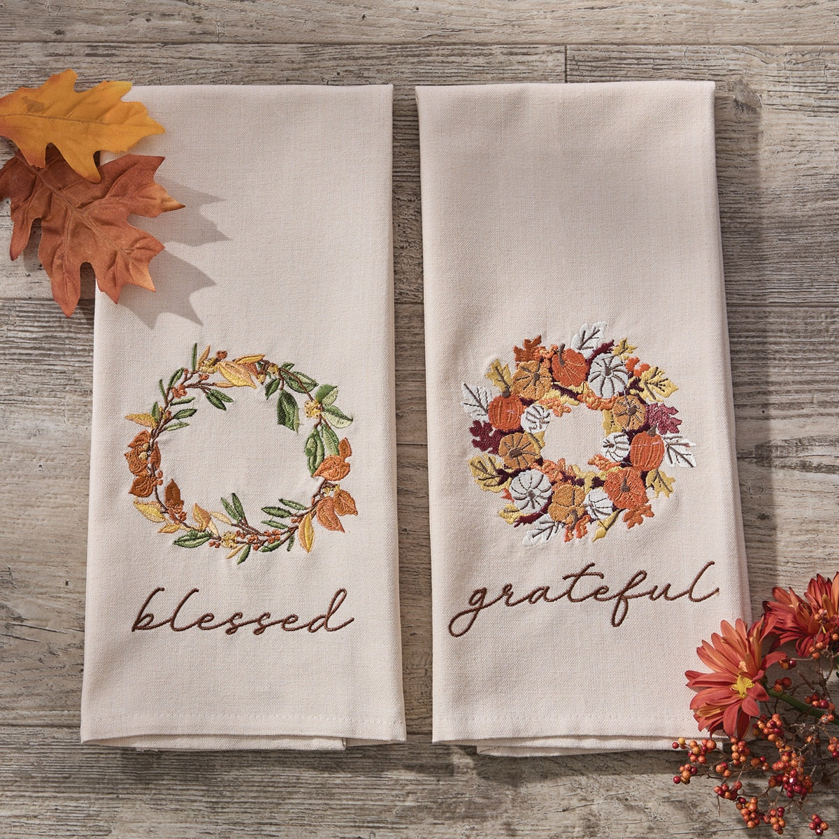 Elderberry Wreath Embroidered Dishtowels - Set of 6 Park Designs