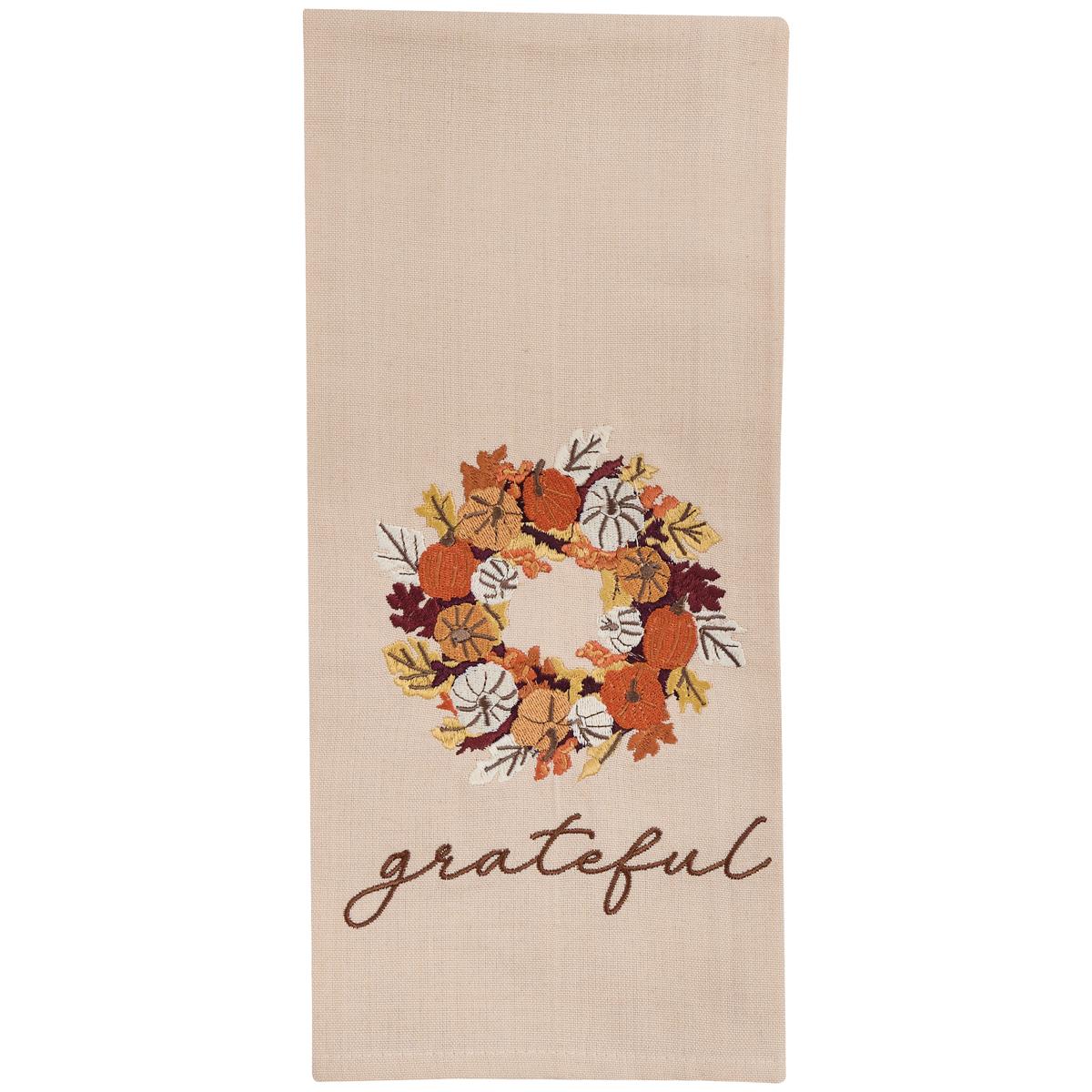 Pumpkin Wreath Embroidered Dishtowel - The Fox Decor