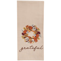 Pumpkin Wreath Embroidered Dishtowel - The Fox Decor