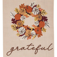 Pumpkin Wreath Embroidered Dishtowel - The Fox Decor
