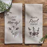 Just A Little Moo-Dy Embroidered Dishtowel - Set of 6 Park Designs - The Fox Decor