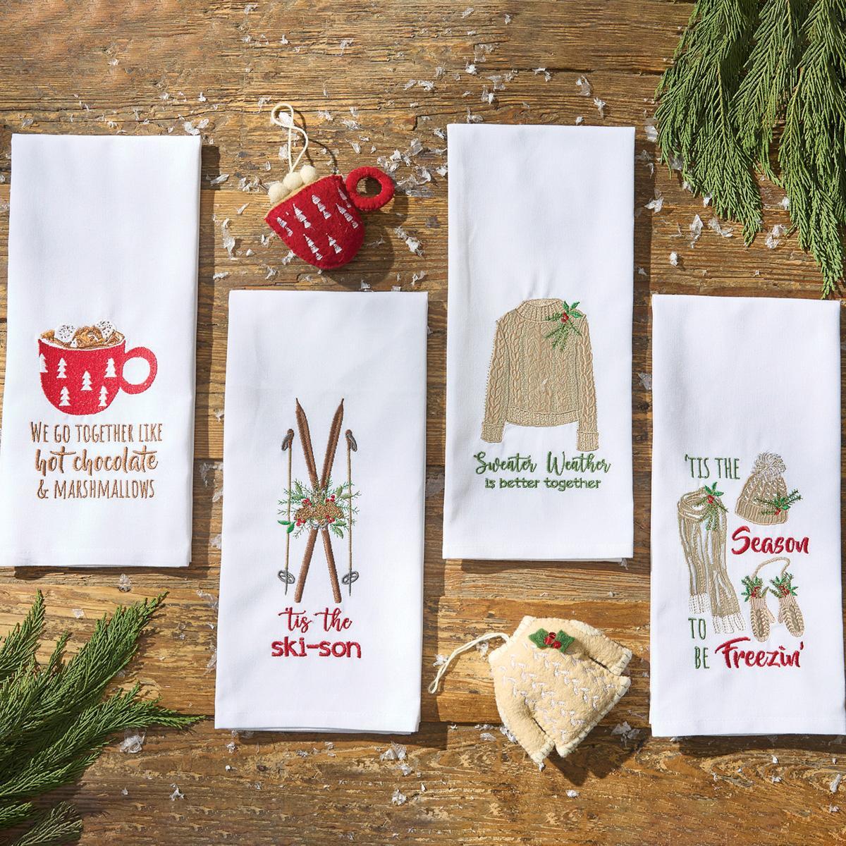Hot Chocolate Embroidered Dishtowel - Set of 6 Park Designs - The Fox Decor