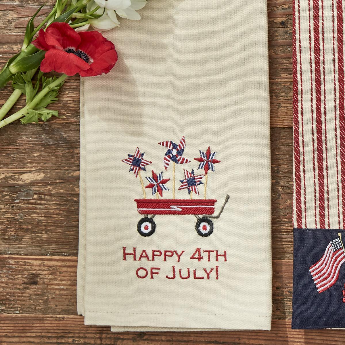 Happy 4Th Of July Embroidered Dishtowel - Set of 2 Park Designs - The Fox Decor