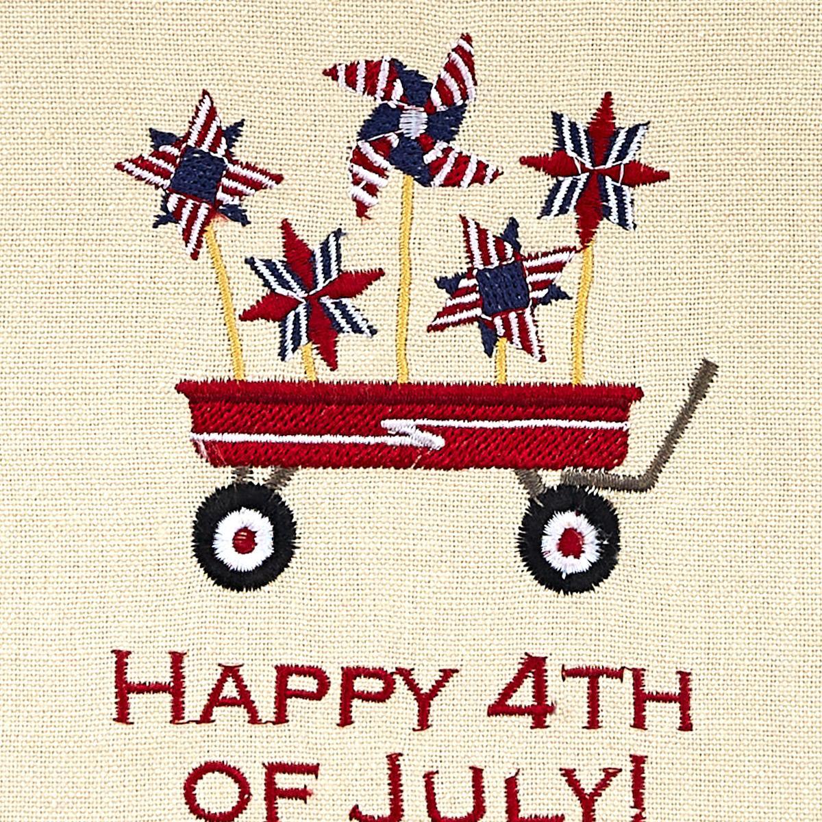 Happy 4Th Of July Embroidered Dishtowel - Set of 2 Park Designs - The Fox Decor