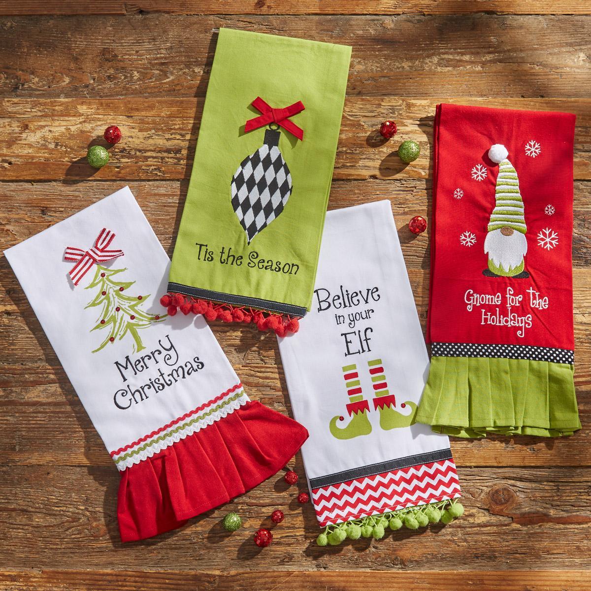 Gnome For The Holidays Decorative Dishtowel - Set of 2 Park Designs - The Fox Decor