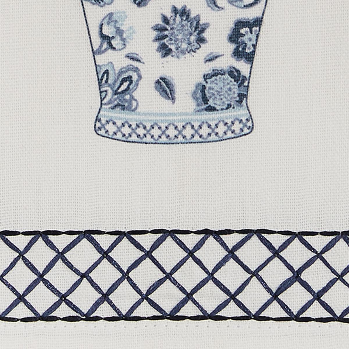 Chinois Printed/Embroidered Temple Jar Dishtowel - Set of 2 Park Designs - The Fox Decor