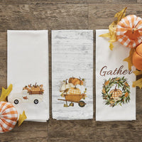 Wreath With Pumpkin Printed Dishtowel - Park Designs - The Fox Decor