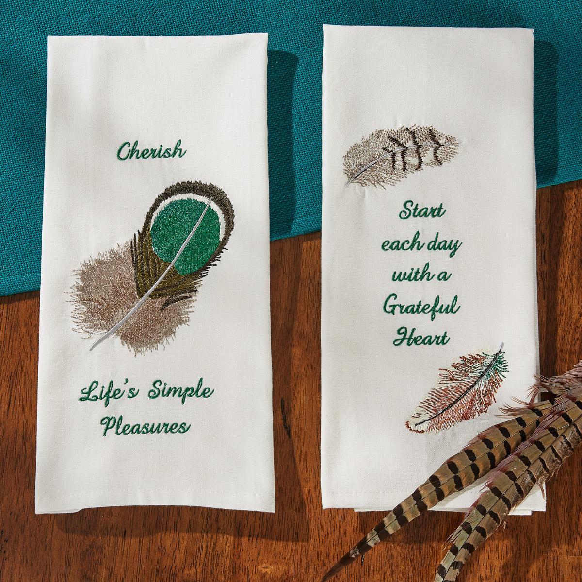 Start Each Day Embroidered Dishtowel - The Fox Decor